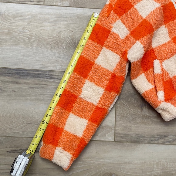 Active USA’s Winter Collection Orange and Cream Plaid Sherpa Jacket NWT - Picture 7 of 12